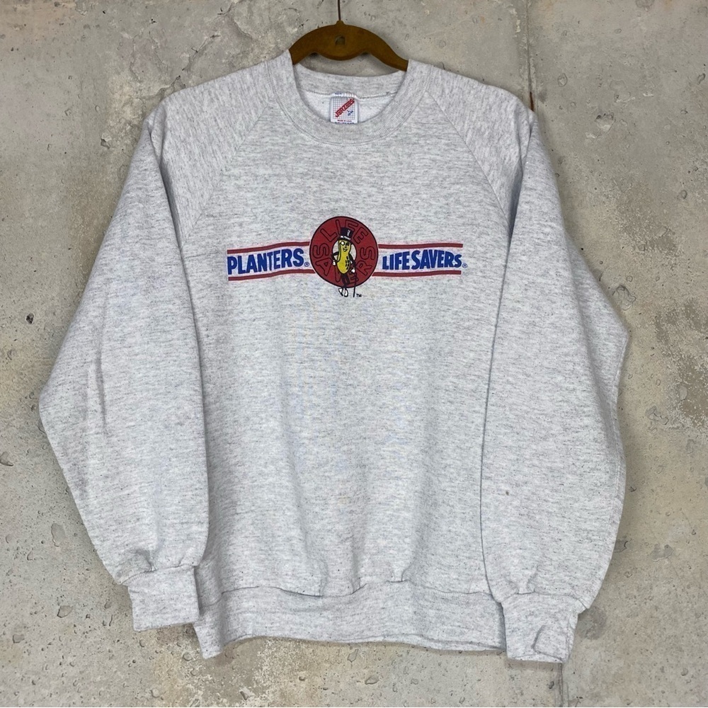 Vintage jerzees planners Lifesavers crewneck heathered gray sweatshirt large